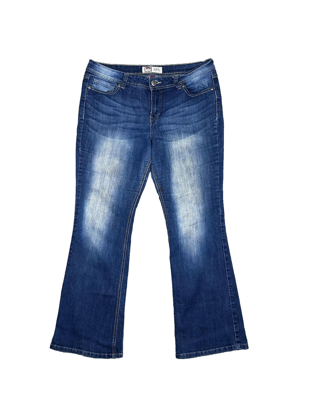 LEI Sophia Womens Hipster Flareed Jeans Size 15 Regular Fit Stone Wash Denim